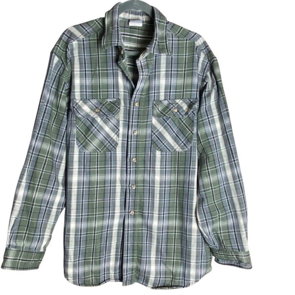 Carhartt Green Plaid Flannel Button Up Shirt Men’s XL Long Sleeve Workwear